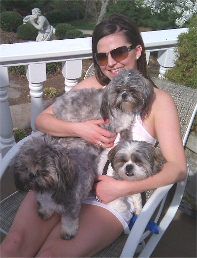 Bingley with Erica and his new fur brothers