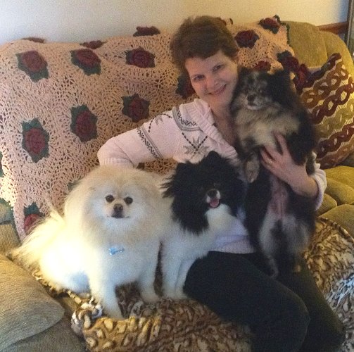Callie (formerly Lyla) with new mom and Pom brothers